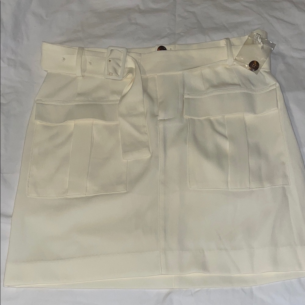 Stylish Cream Skirt with Belt